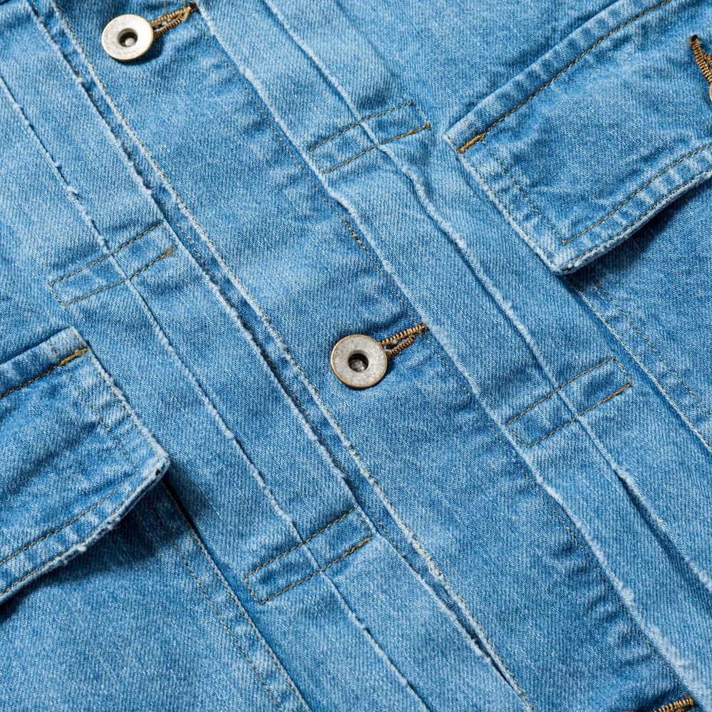 Fade Denim Pleated Sleeve Blouse/Indigo