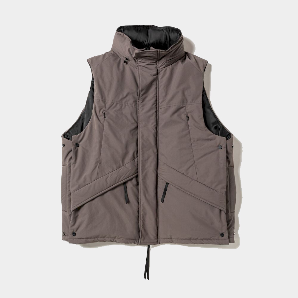 Side Slit Padding Vest/Dark Taupe