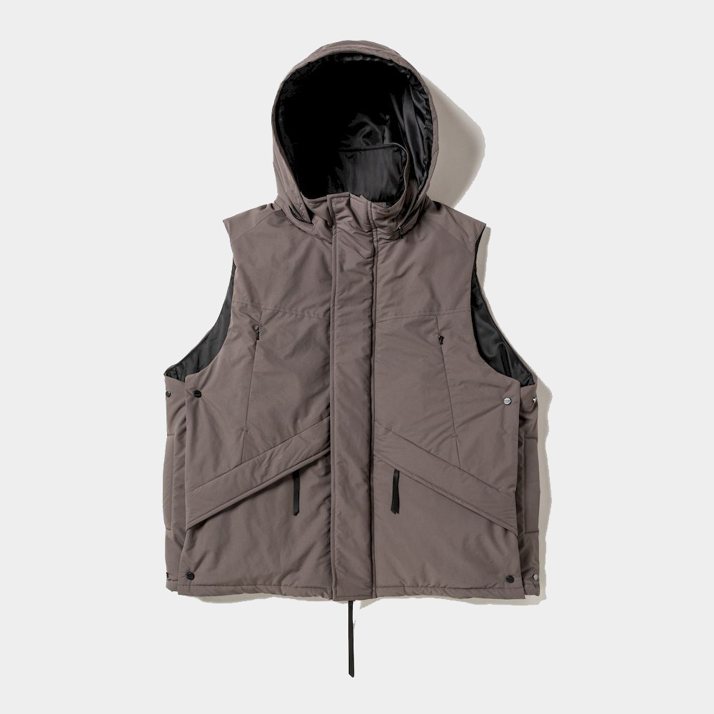 Side Slit Padding Vest/Dark Taupe