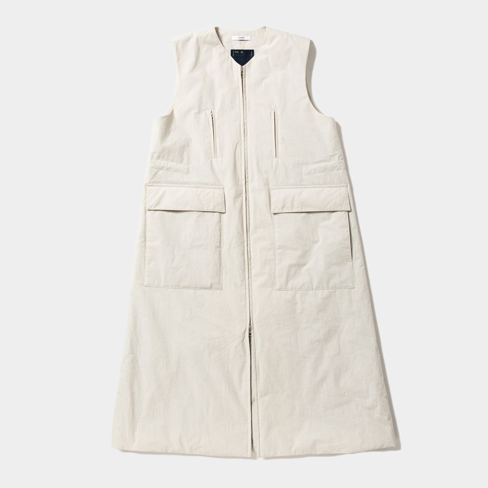 Crisp Zipup Padding Dress×IHNN/Ivory