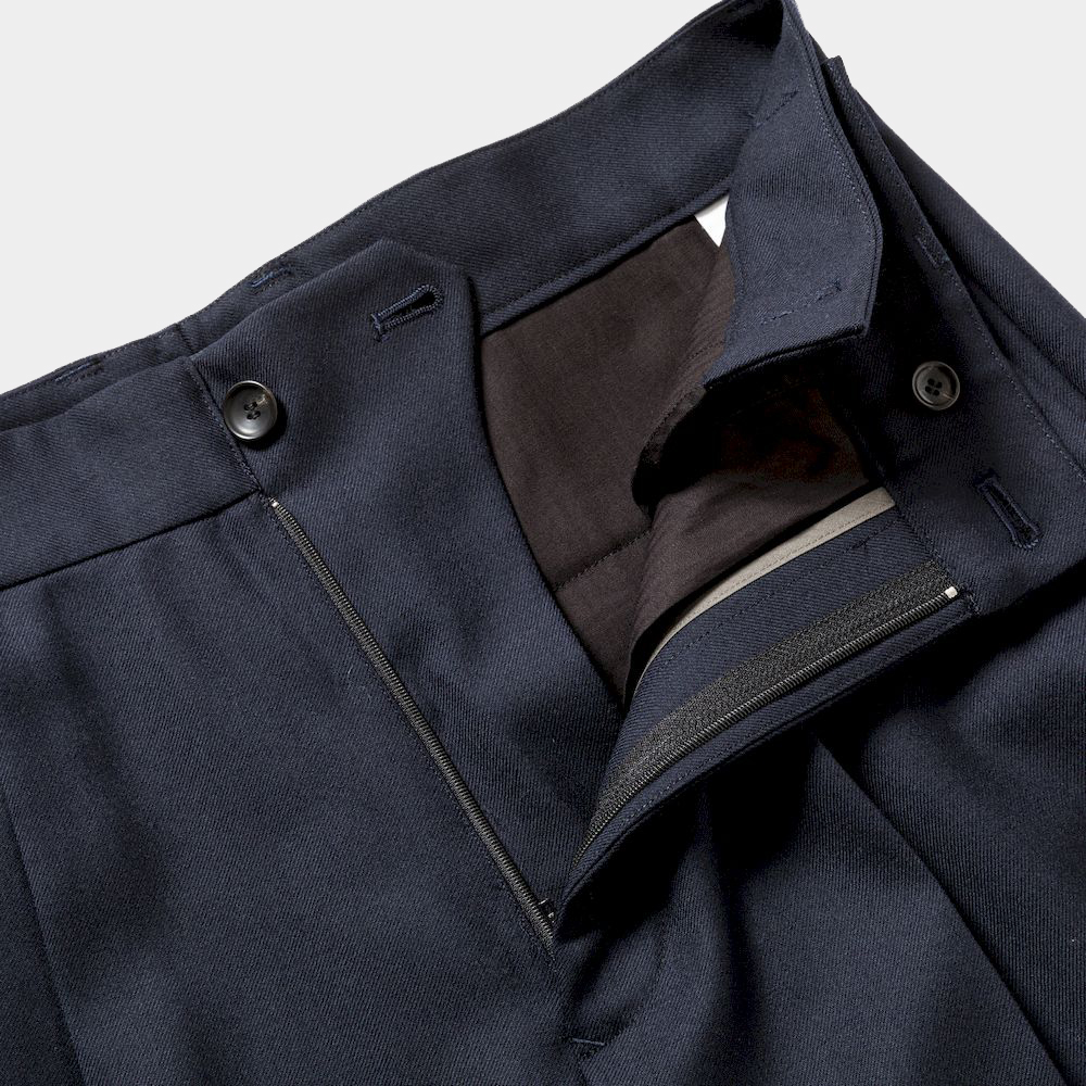 Side Zip Wool Slacks/Navy