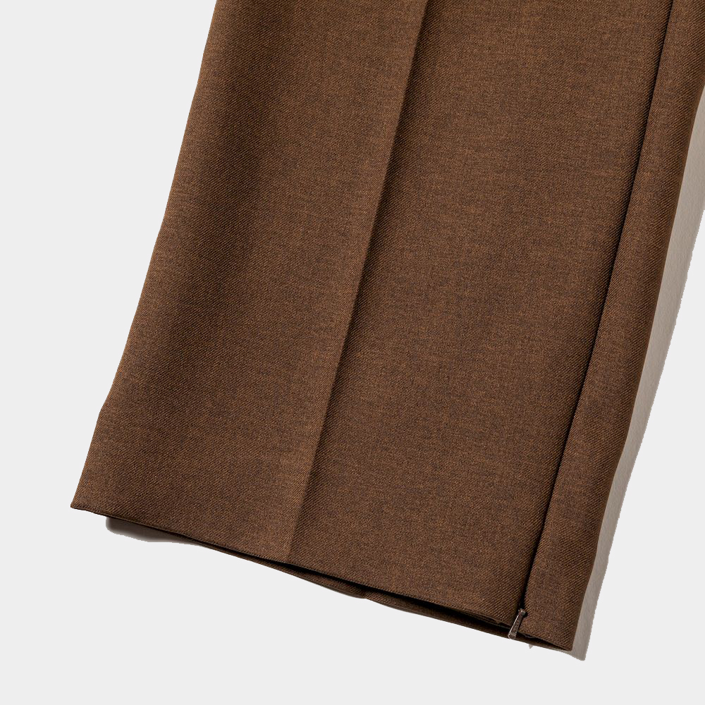 Side Zip Polyester Slacks/Brown