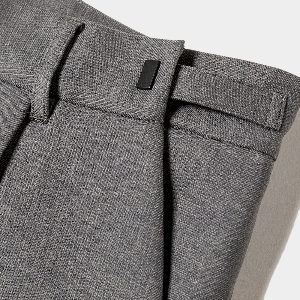 Side Zip Polyester Slacks/Grey