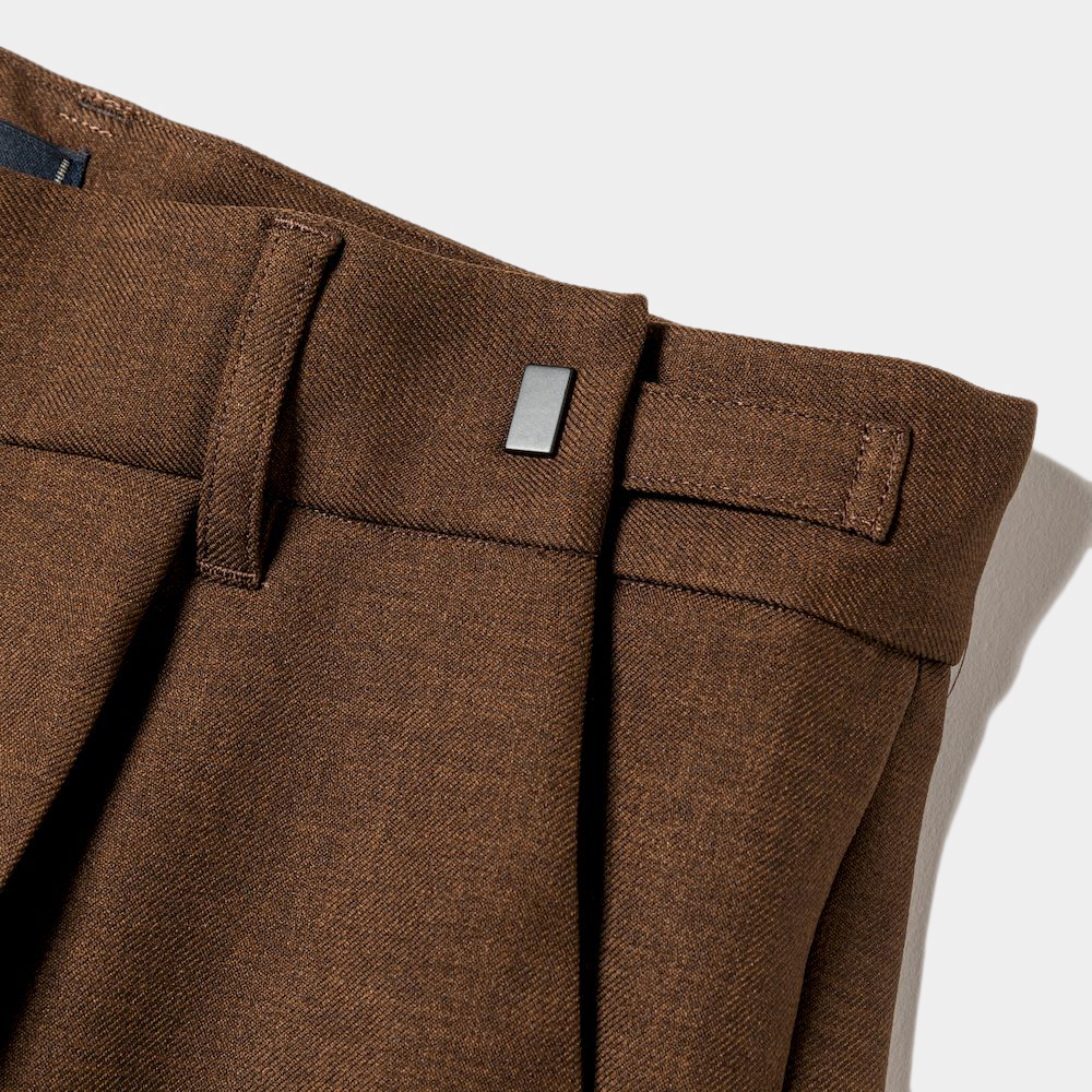 Side Zip Polyester Slacks/Brown