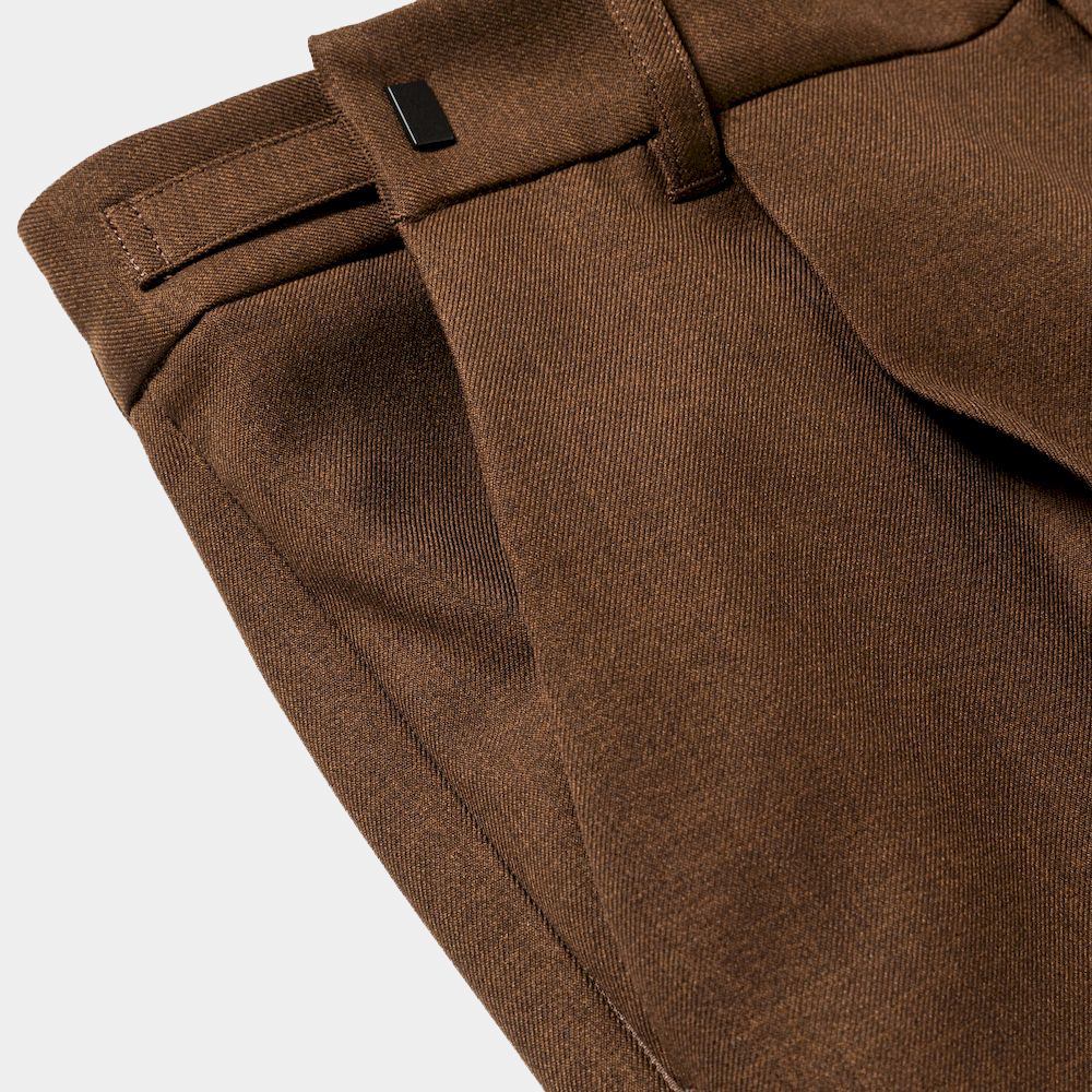 Side Zip Polyester Slacks/Brown