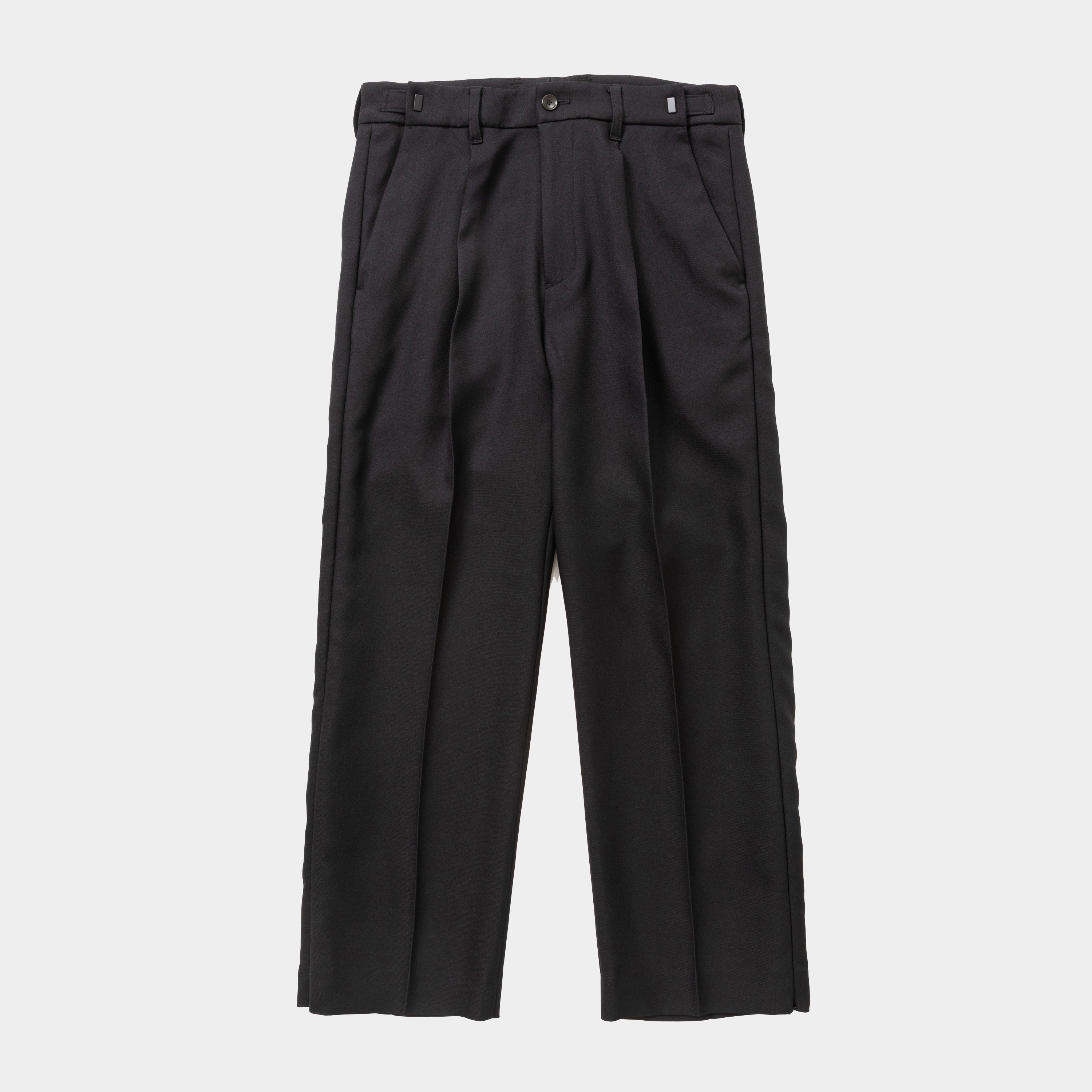 Side Zip Polyester Slacks/Off Black