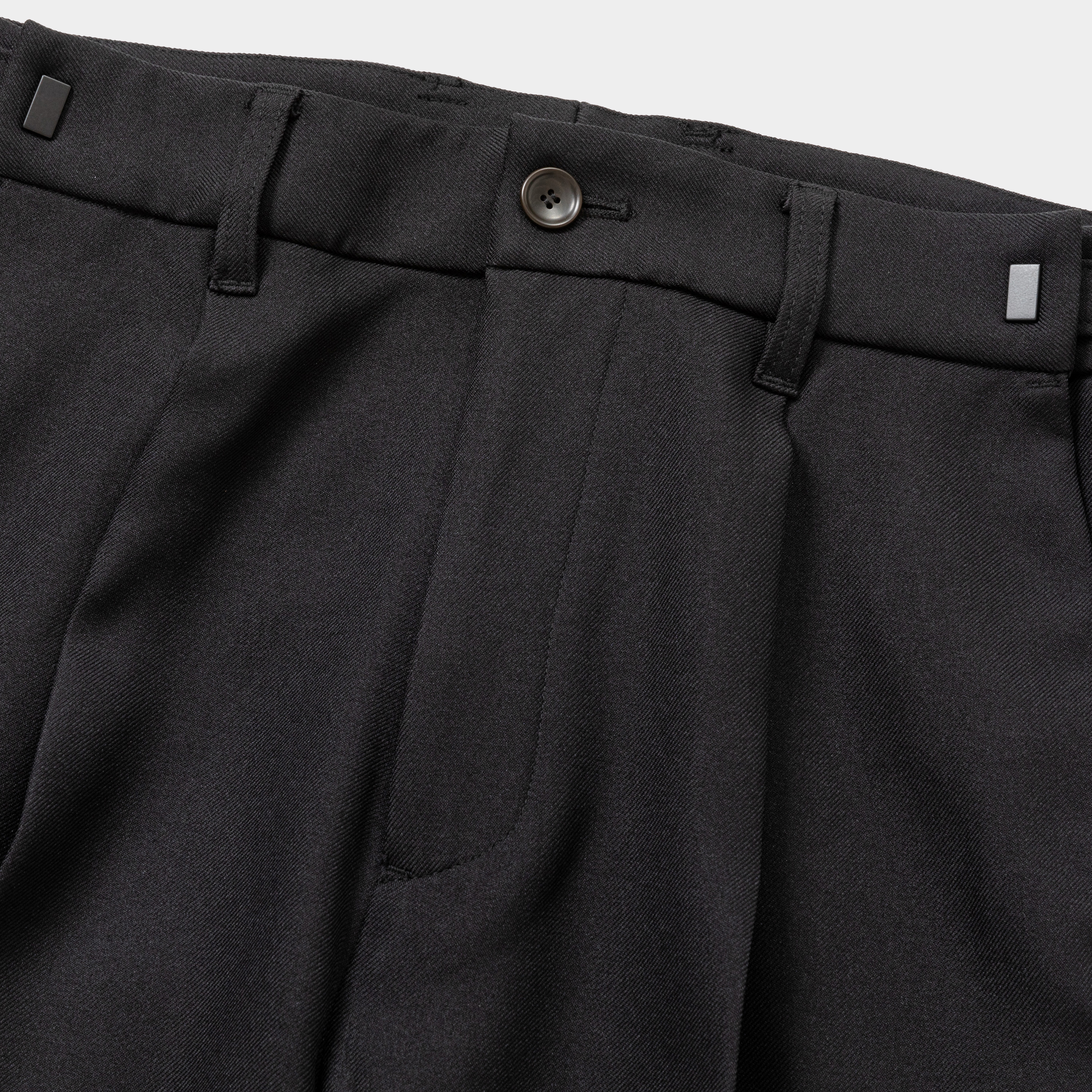 Side Zip Polyester Slacks/Off Black