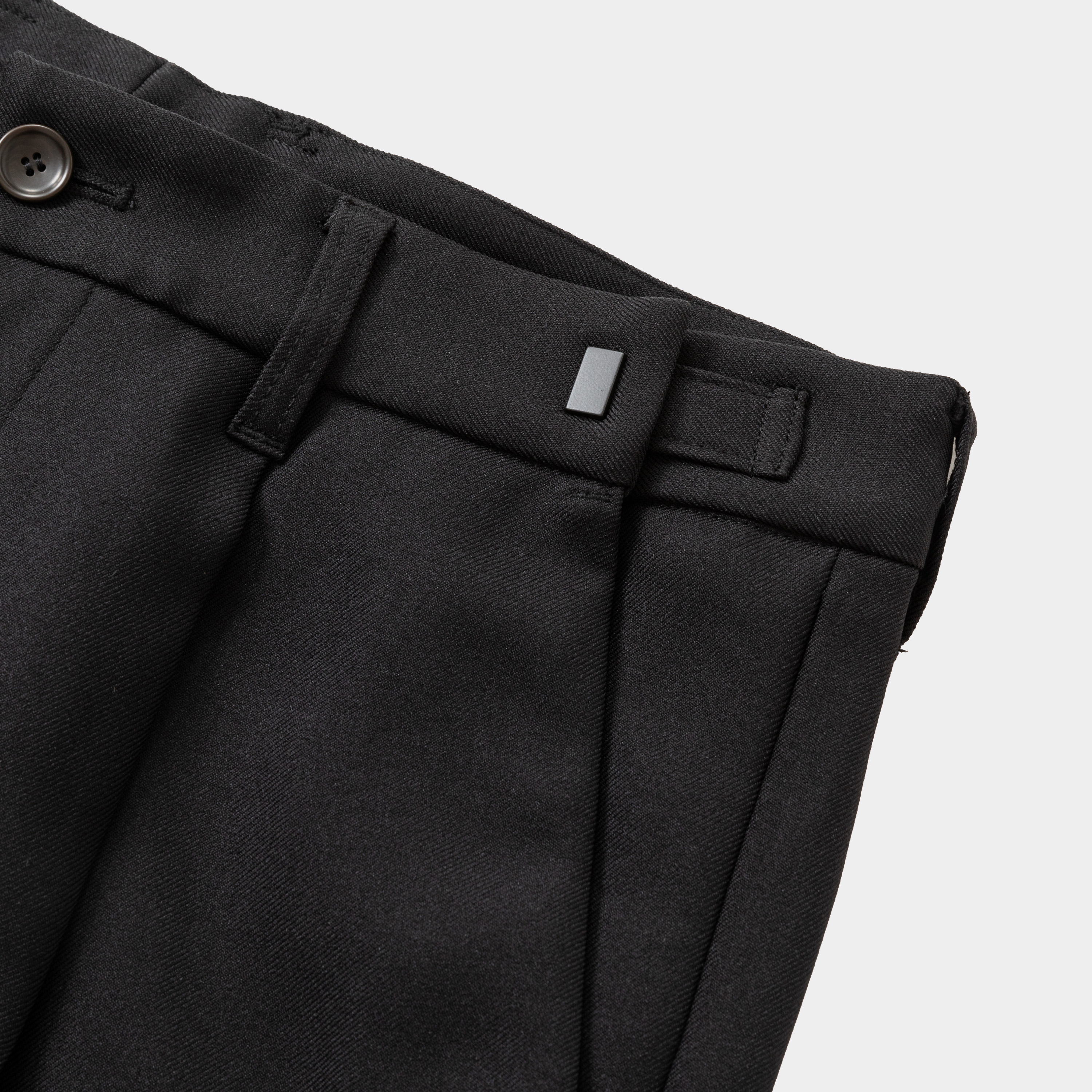 Side Zip Polyester Slacks/Off Black