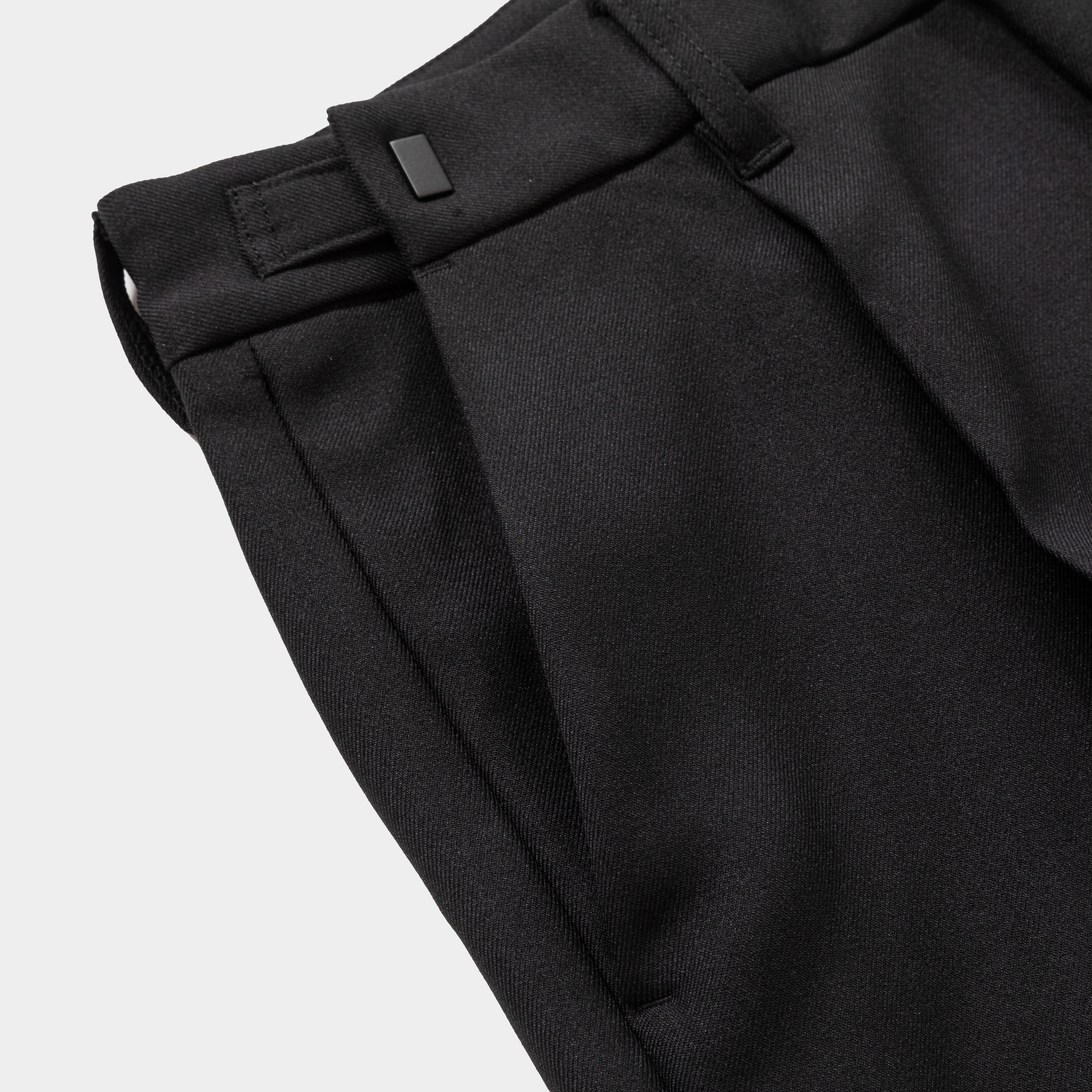 Side Zip Polyester Slacks/Off Black