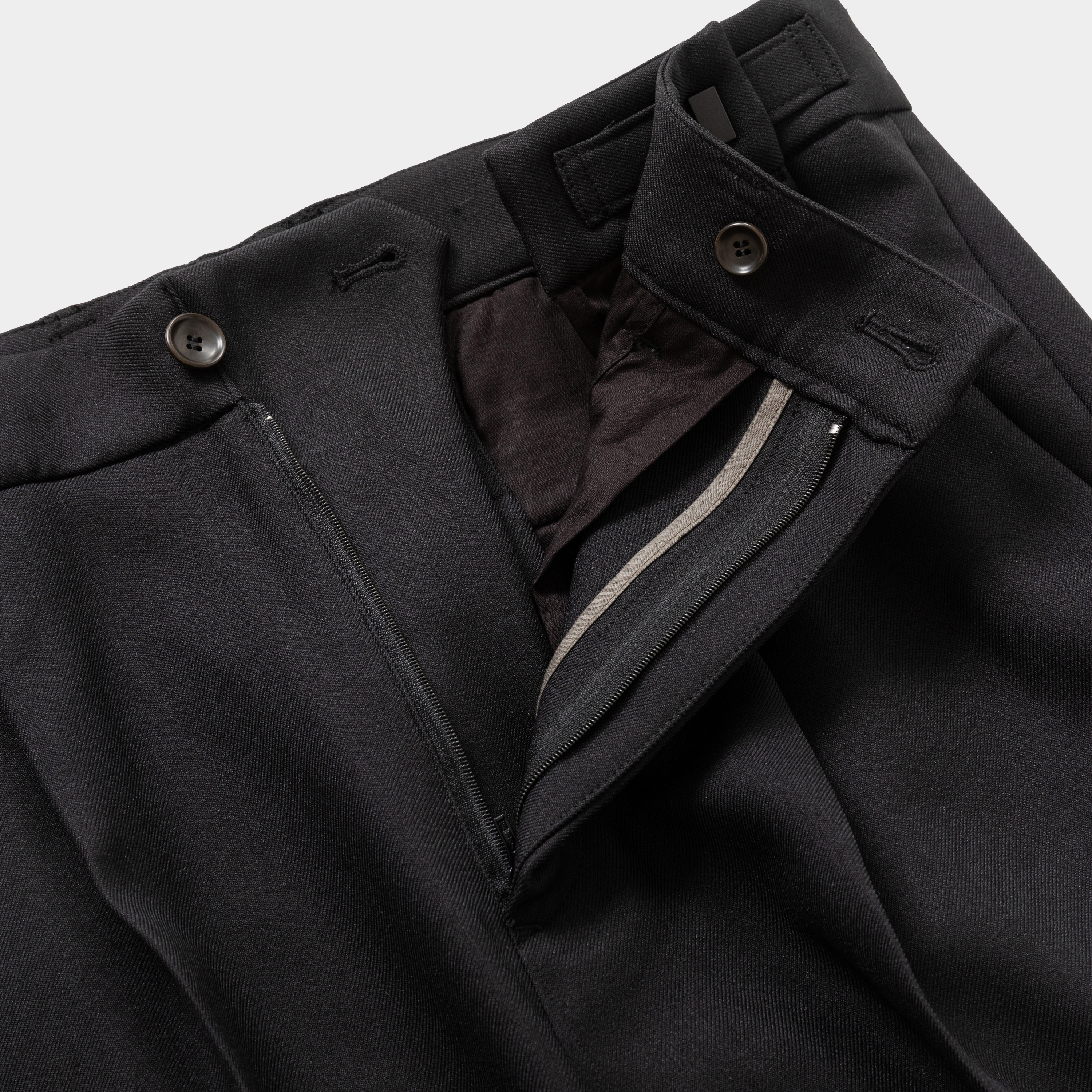 Side Zip Polyester Slacks/Off Black