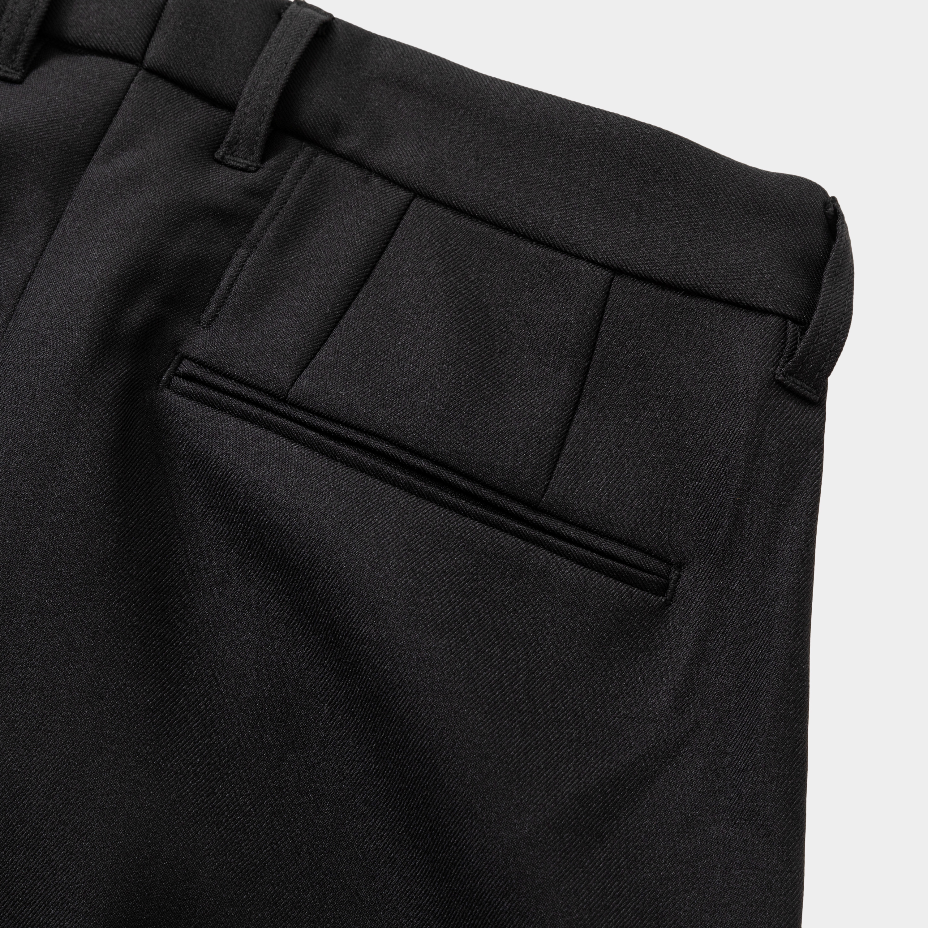 Side Zip Polyester Slacks/Off Black