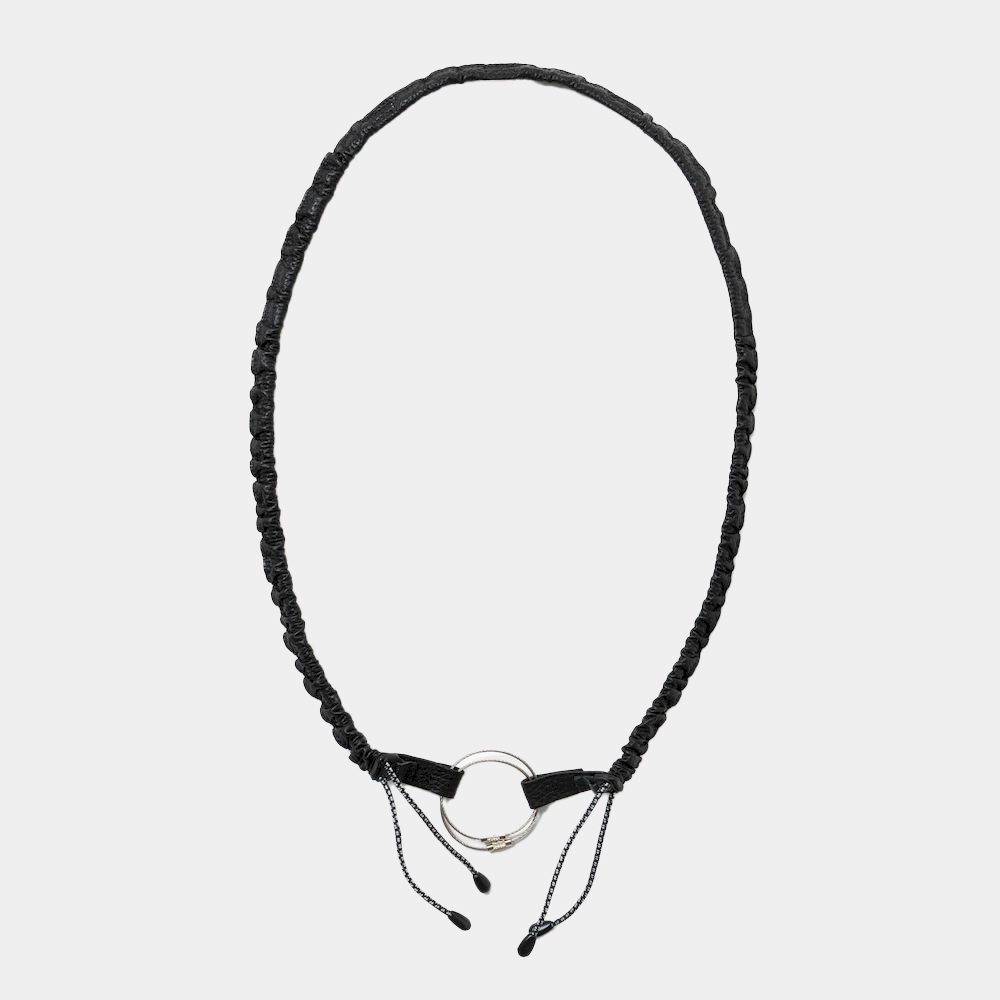 Bungee Leather Neck Strap/Off Black