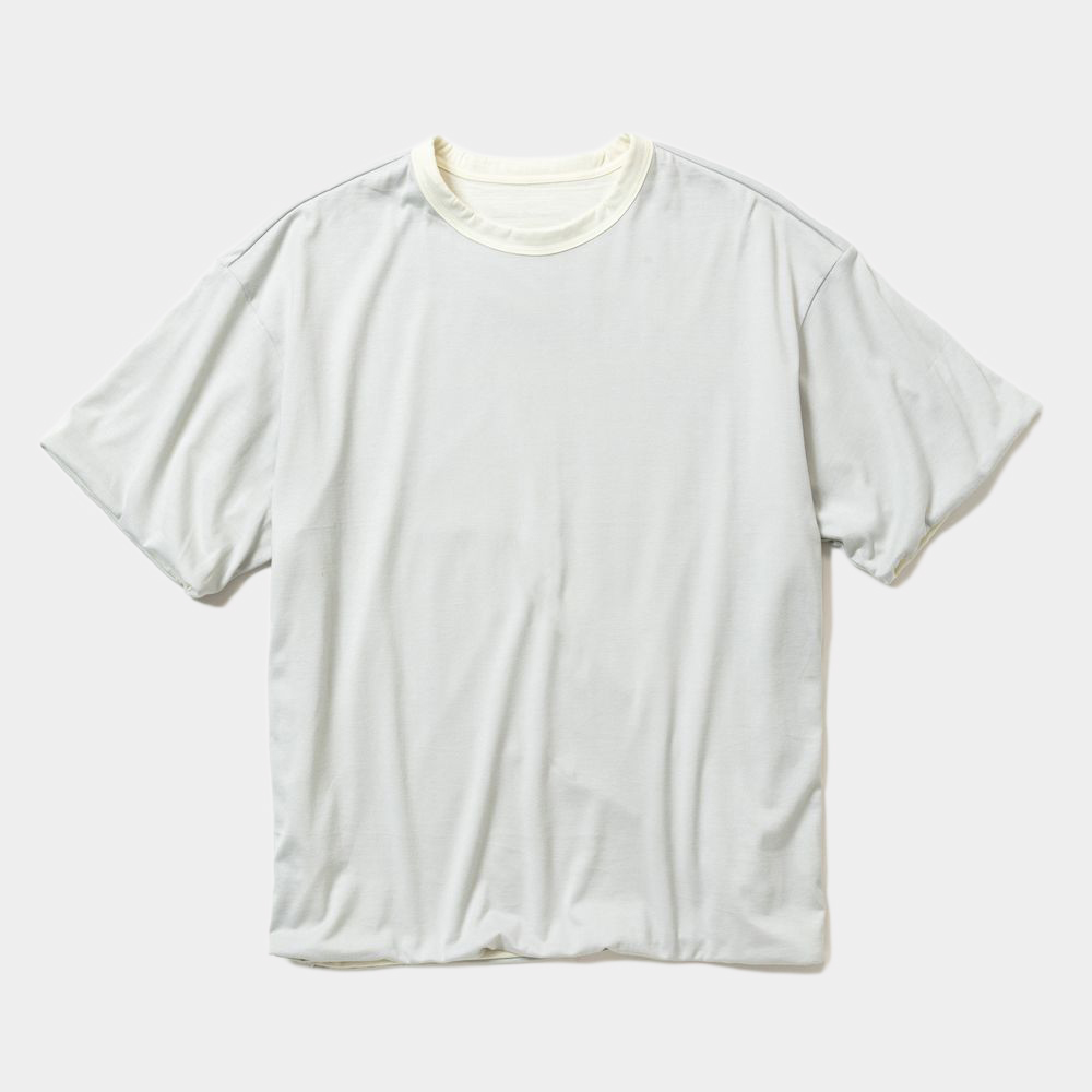 Merino Wool Reversible Tee/Off White×Grey