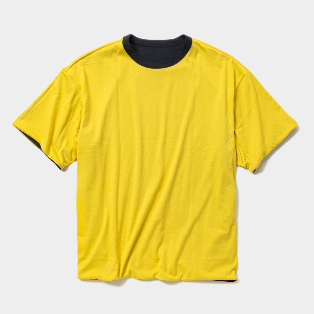 Merino Wool Reversible Tee / Navy×Yellow