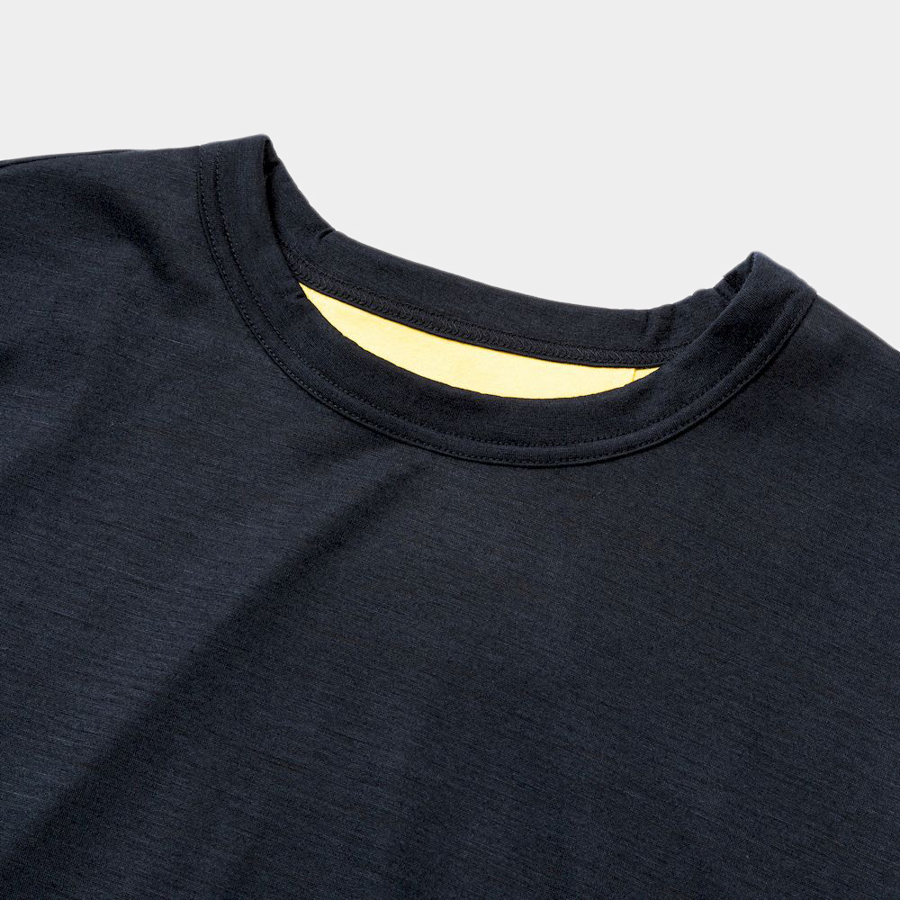 Merino Wool Reversible Tee / Navy×Yellow