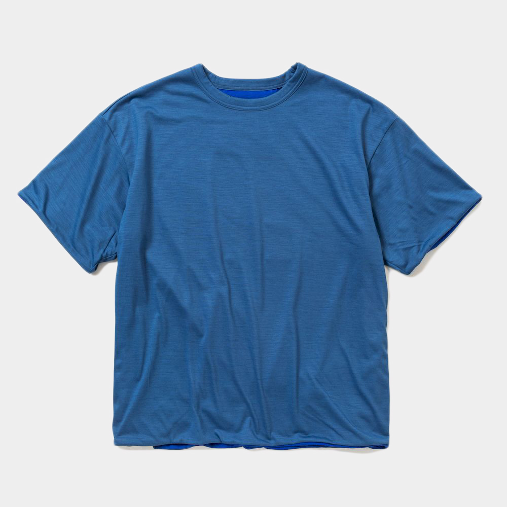 Merino Wool Reversible Tee/Blue×Blue