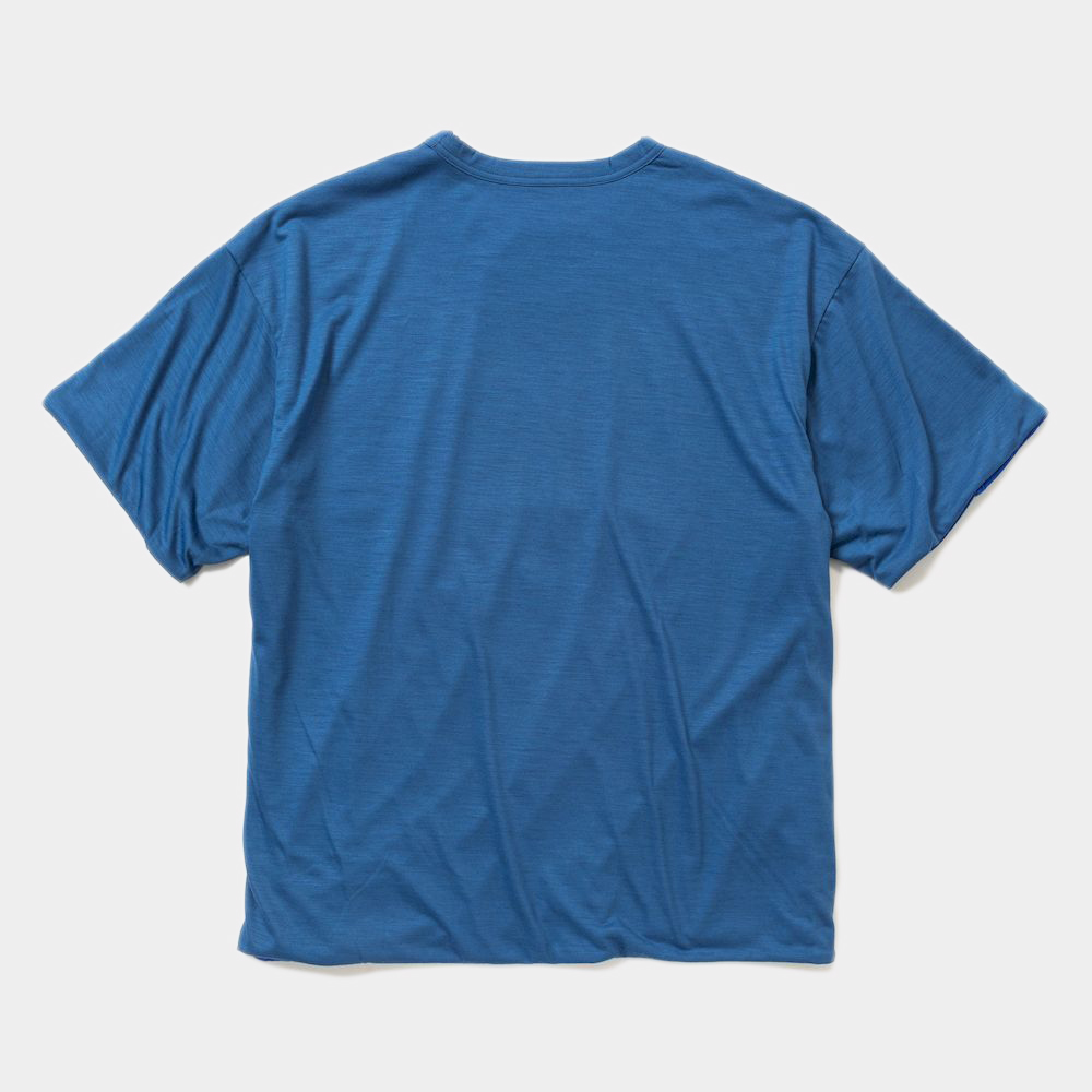 Merino Wool Reversible Tee/Blue×Blue