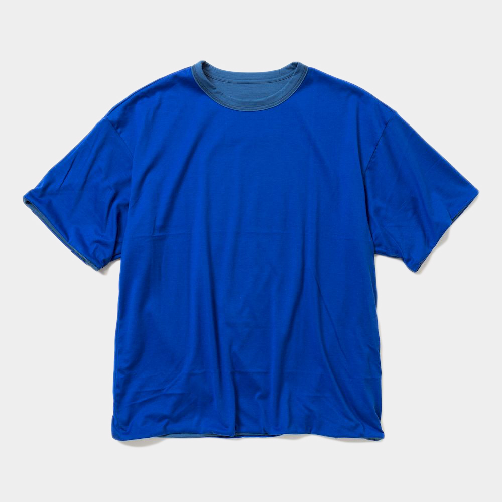 Merino Wool Reversible Tee/Blue×Blue