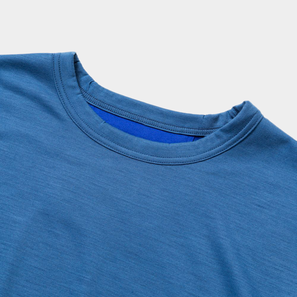 Merino Wool Reversible Tee/Blue×Blue