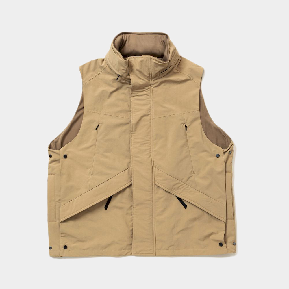 Side Slit Paper Touch Luggage Vest/Beige