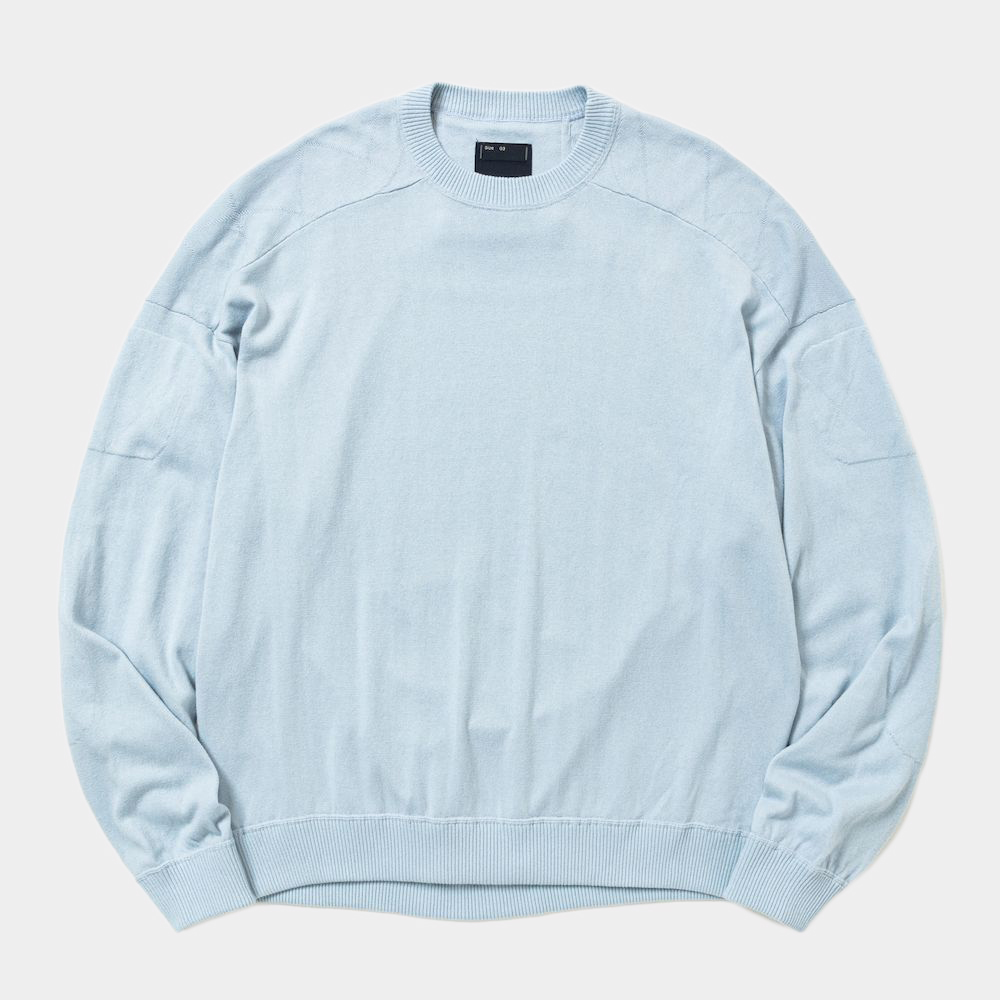 Pad Cotton Knit Sweatshirt/Sax