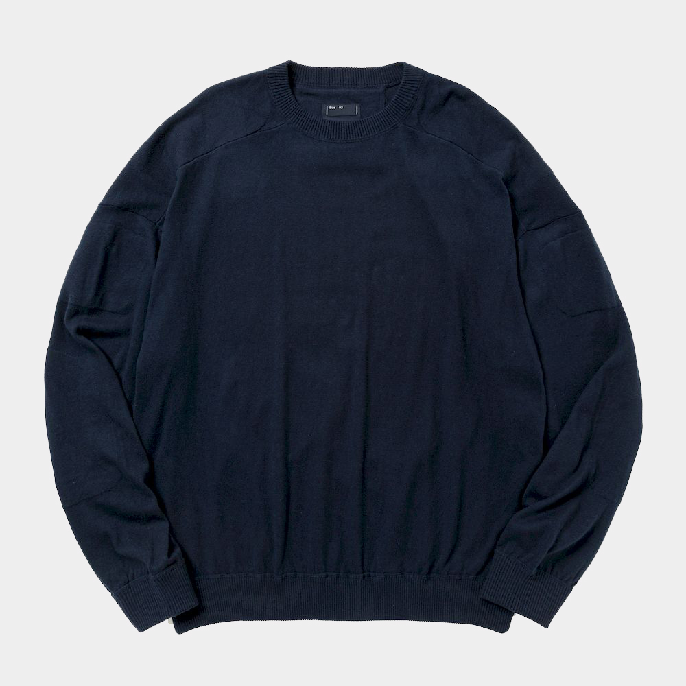Pad Cotton Knit Sweatshirt/Navy