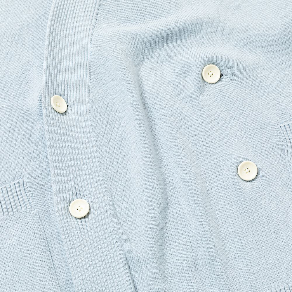 Cotton Double Knit Cardigan/Sax