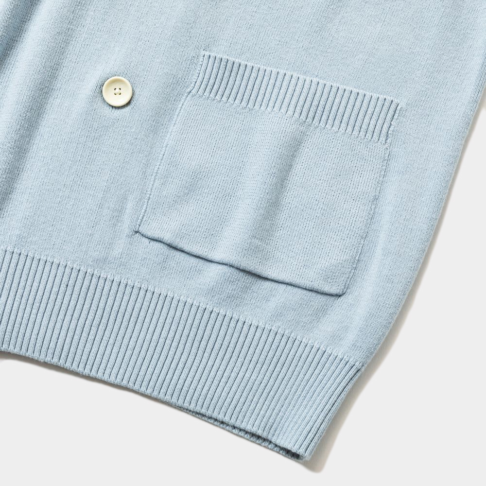 Cotton Double Knit Cardigan/Sax