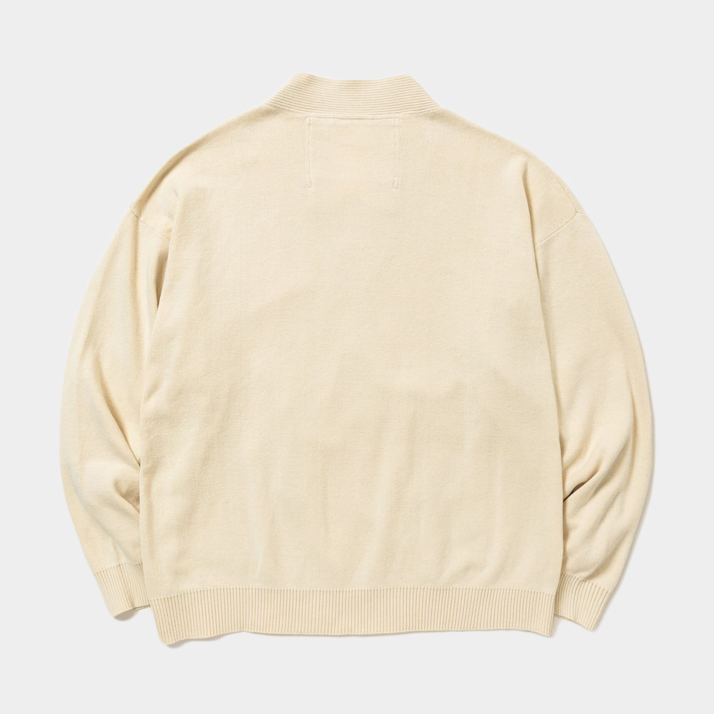 Cotton Double Knit Cardigan/Bone