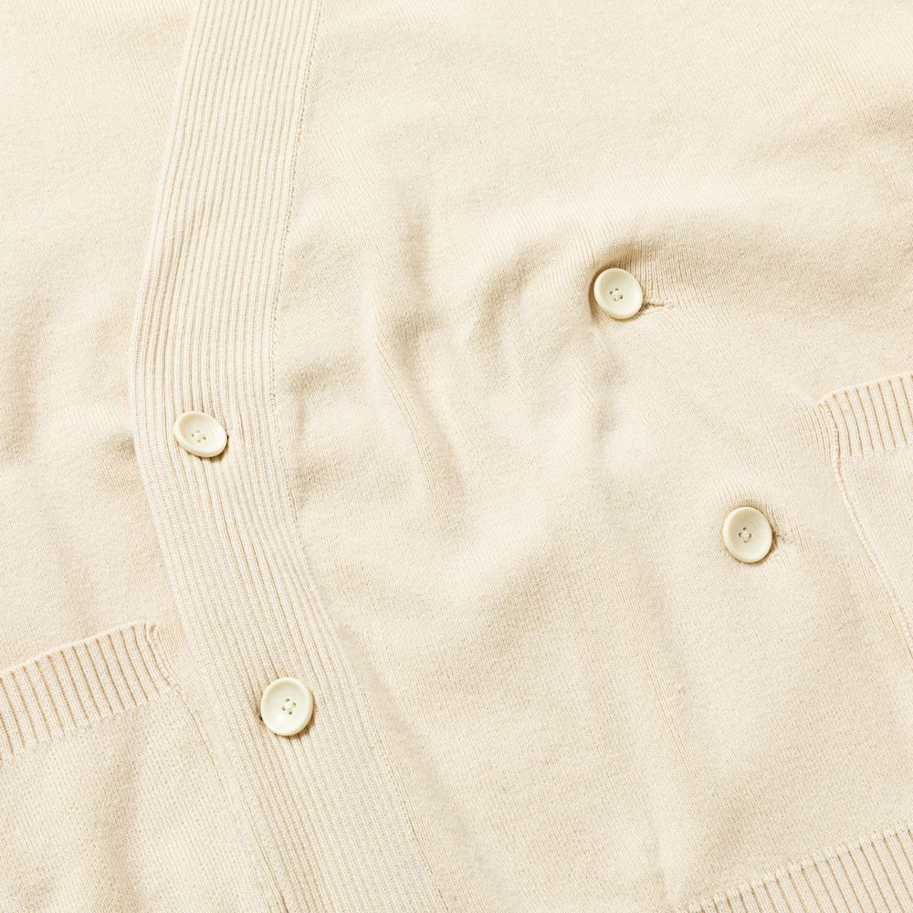 Cotton Double Knit Cardigan/Bone