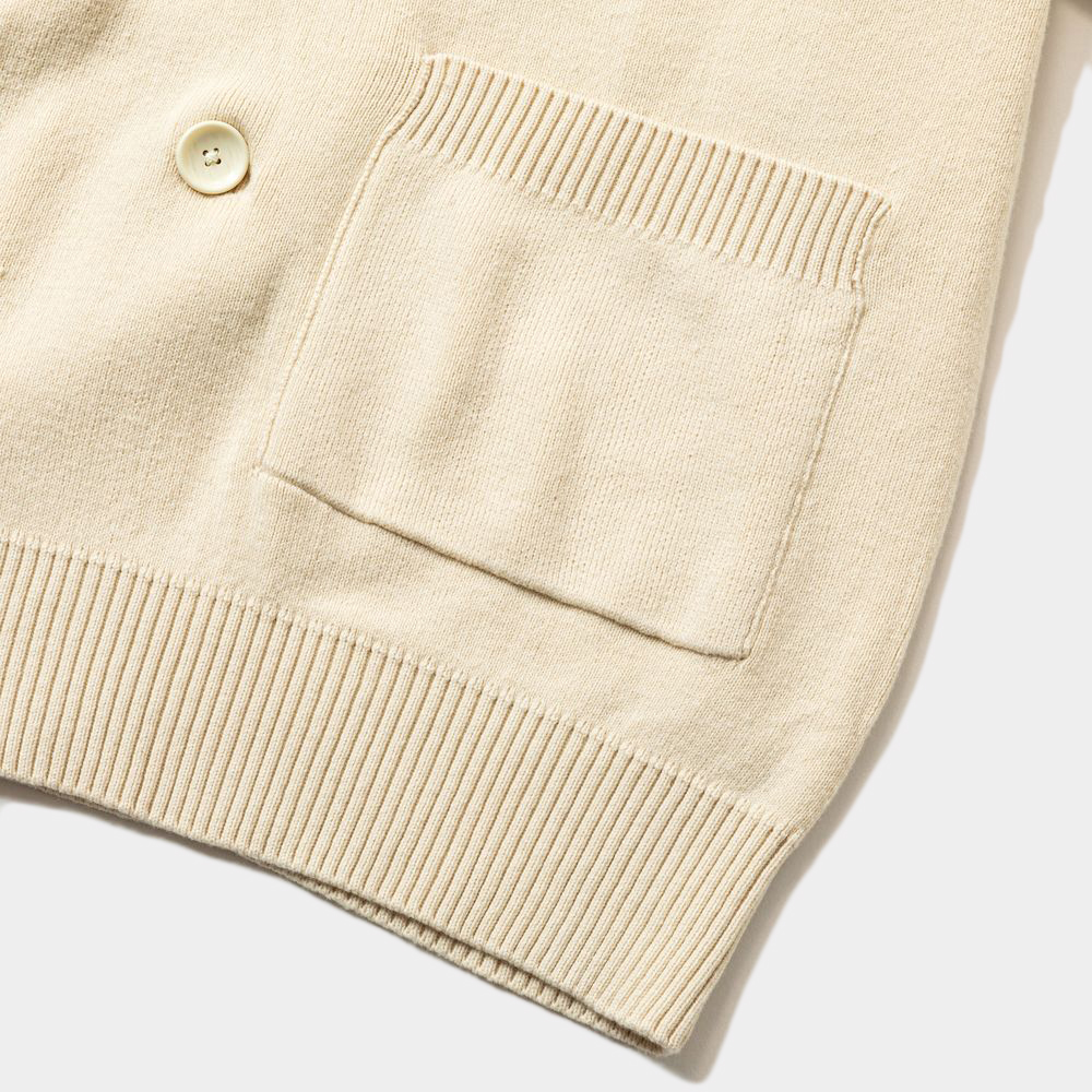 Cotton Double Knit Cardigan/Bone