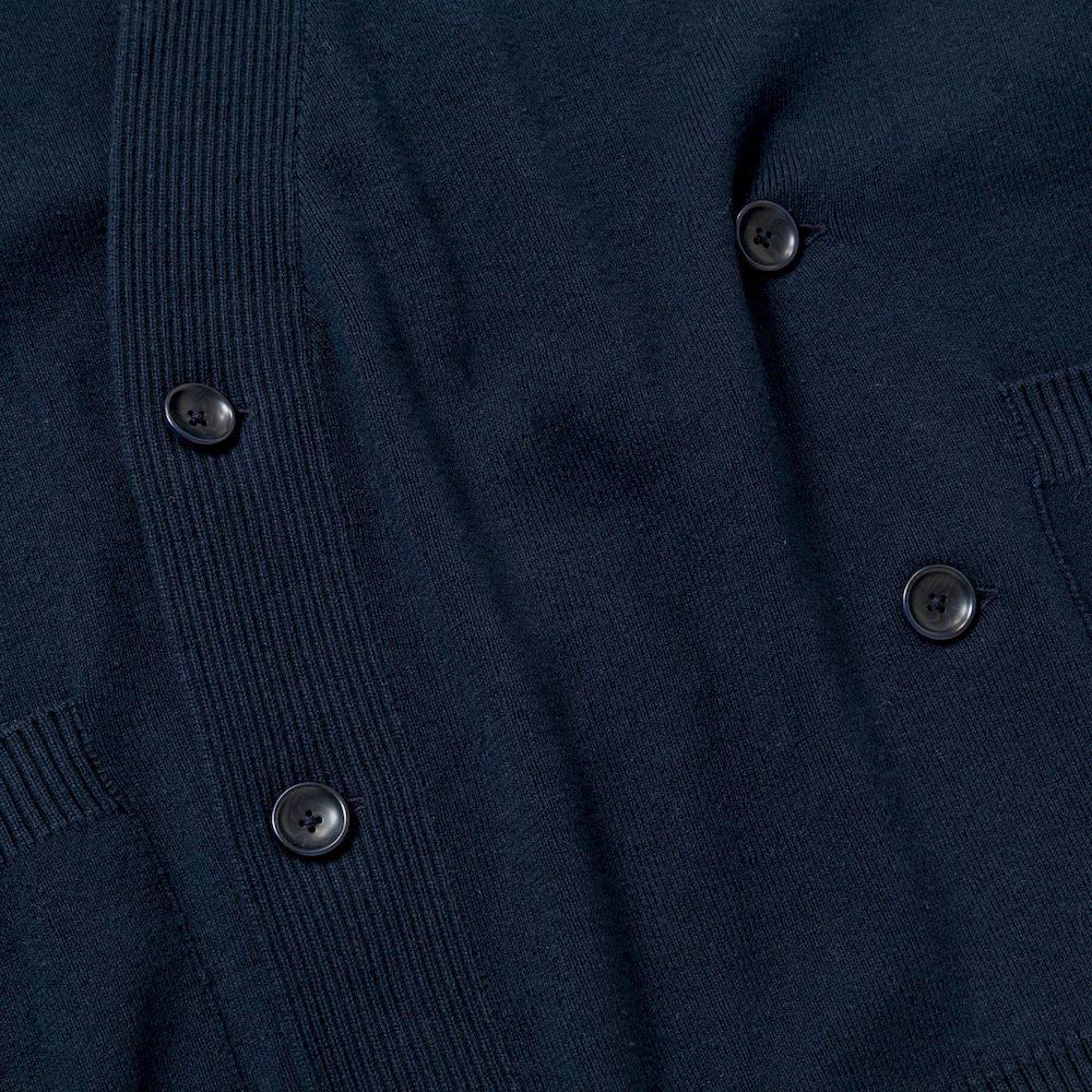 Cotton Double Knit Cardigan/Navy