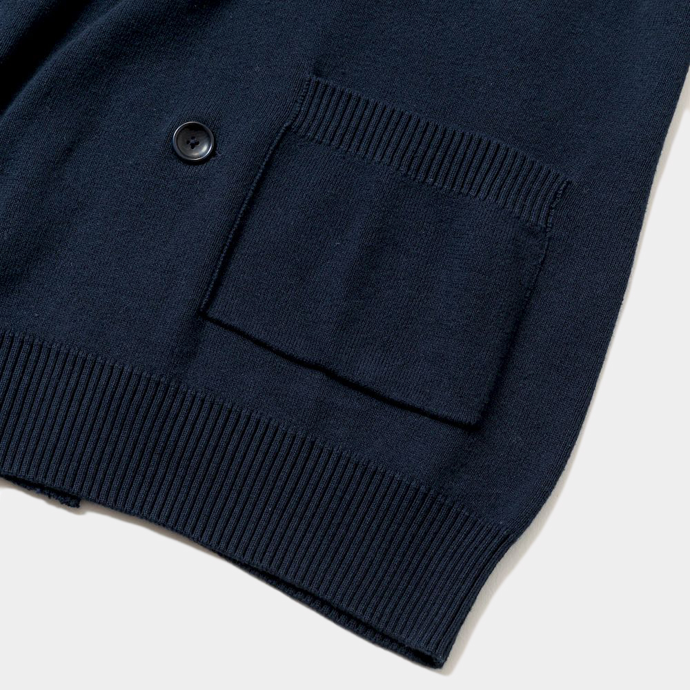 Cotton Double Knit Cardigan/Navy