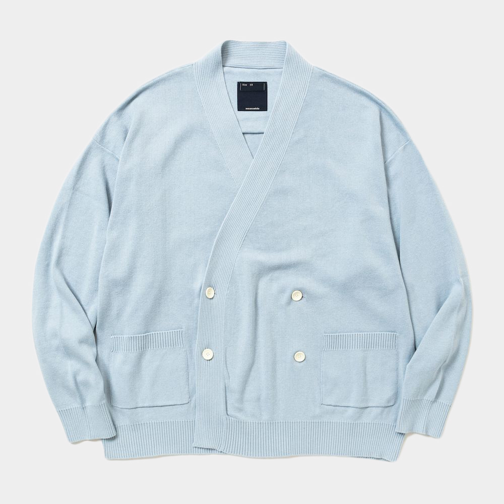 Cotton Double Knit Cardigan/Sax