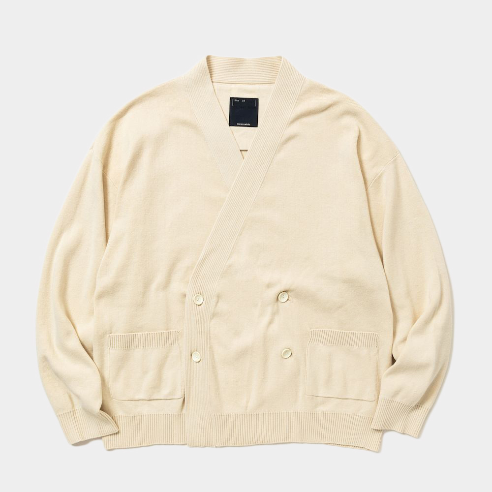 Cotton Double Knit Cardigan/Bone