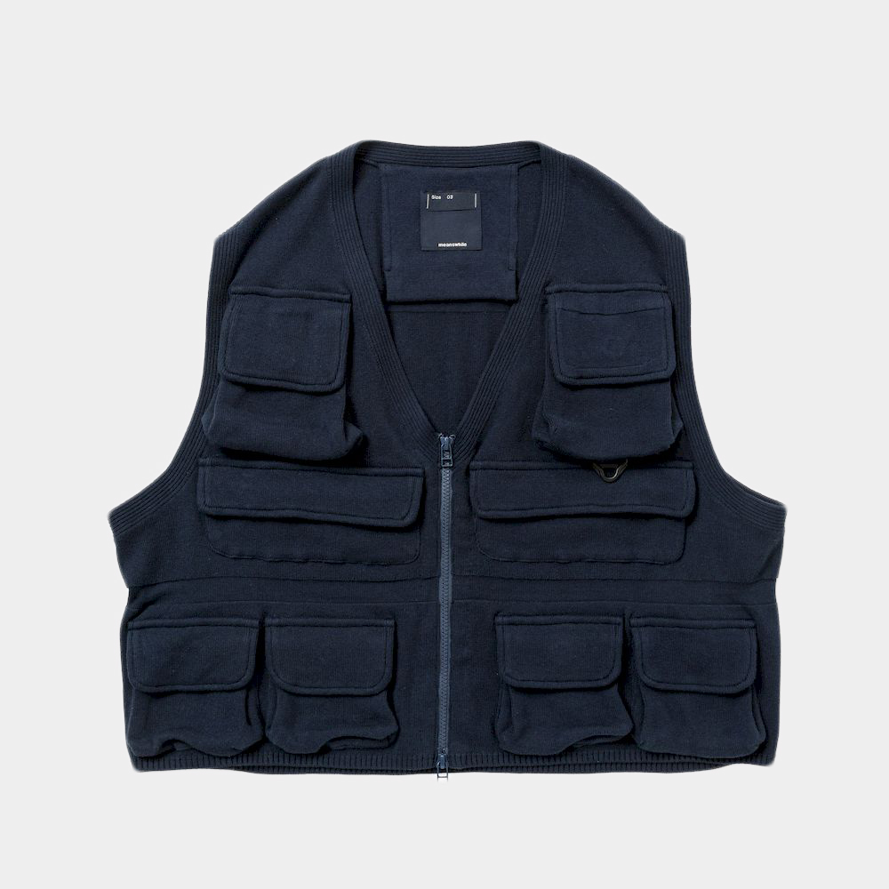 Cotton Knit Luggage Vest/Navy