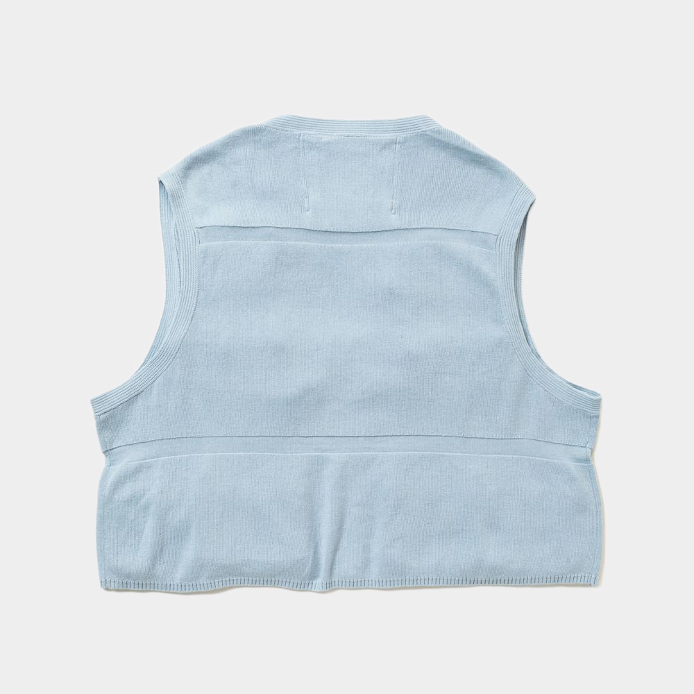 Cotton Knit Luggage Vest/Sax