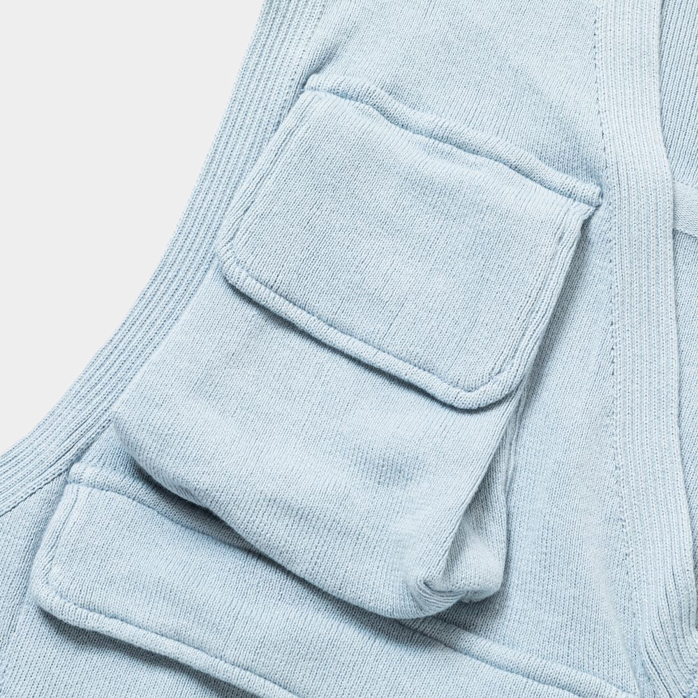 Cotton Knit Luggage Vest/Sax