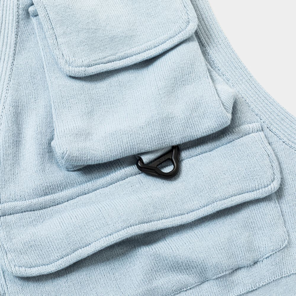 Cotton Knit Luggage Vest/Sax