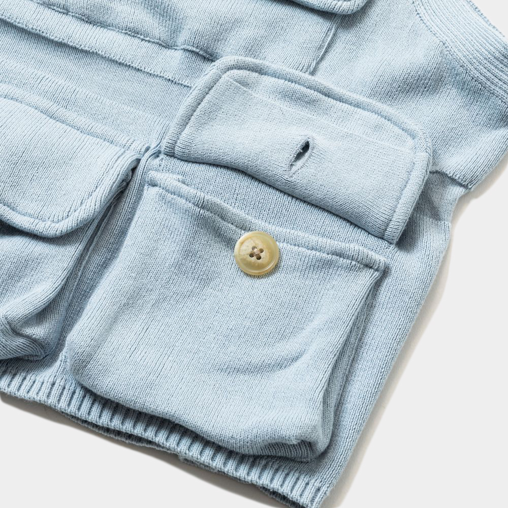 Cotton Knit Luggage Vest/Sax
