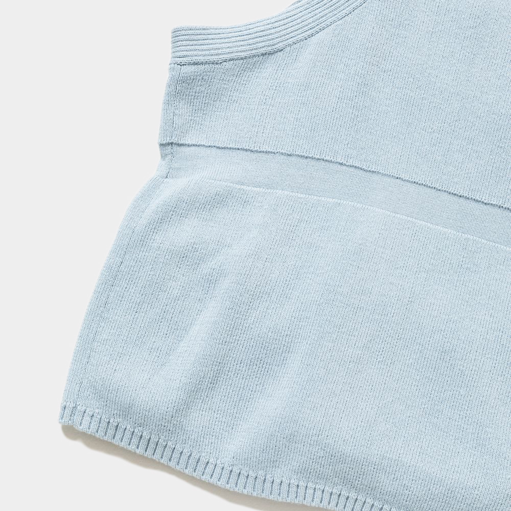 Cotton Knit Luggage Vest/Sax