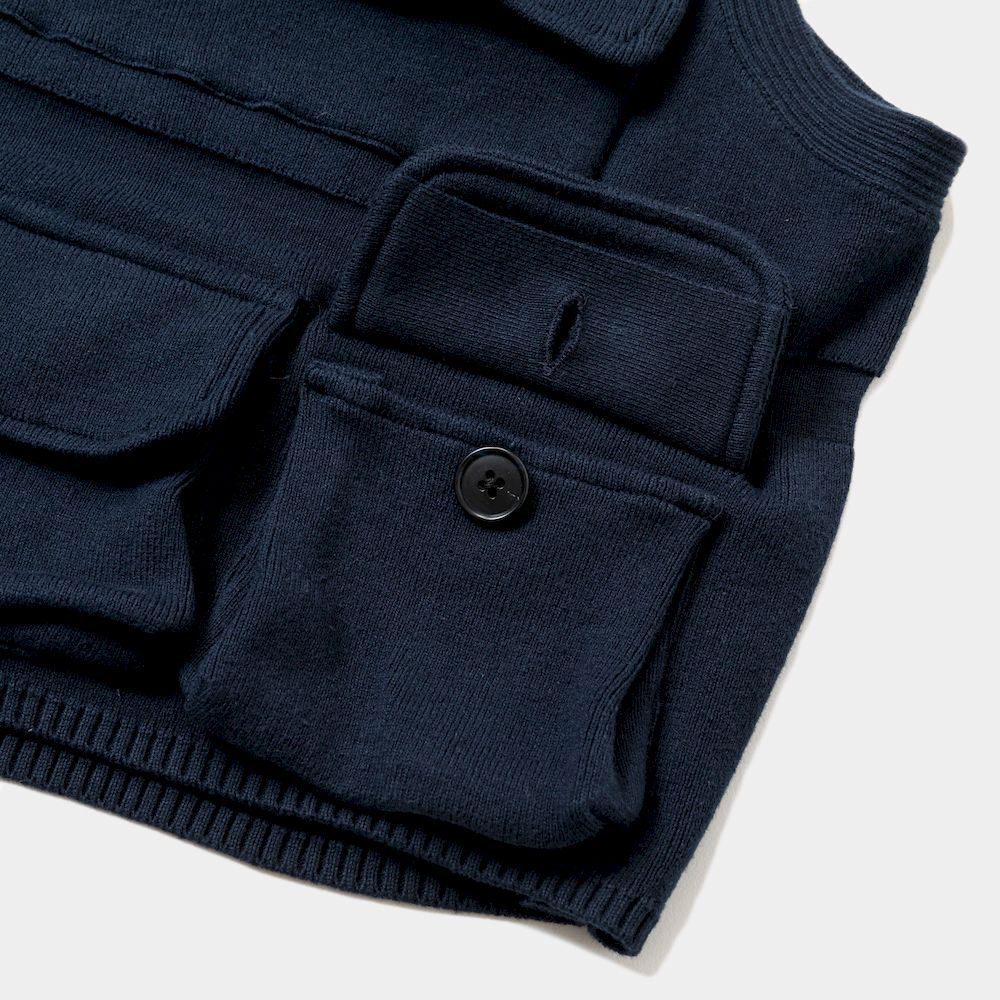 Cotton Knit Luggage Vest/Navy