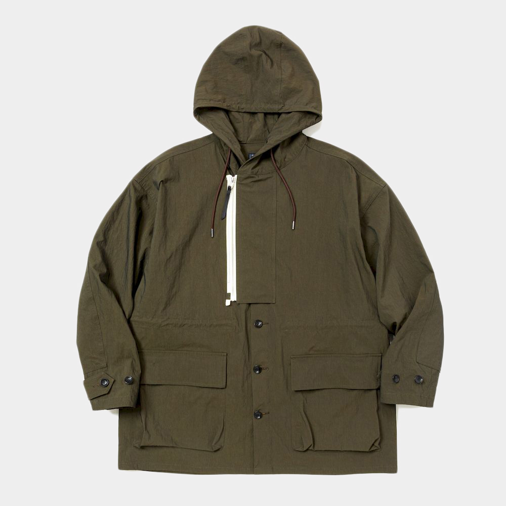 Dope Dyed Hooded Blouson/Fog Brown