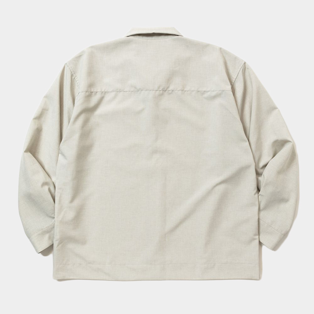 Tropical Side Slit Open Collar L/S SH/Bone