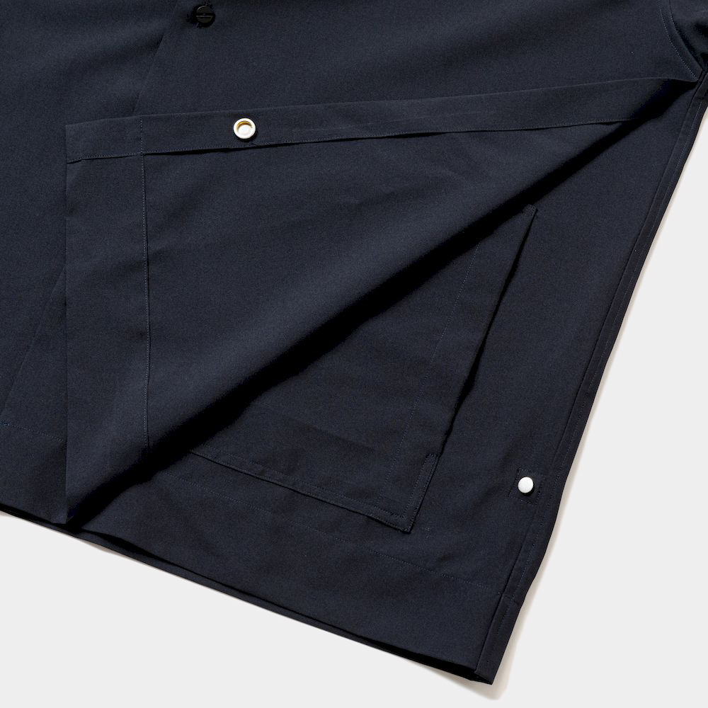 Tropical Side Slit Open Collar L/S SH/Navy