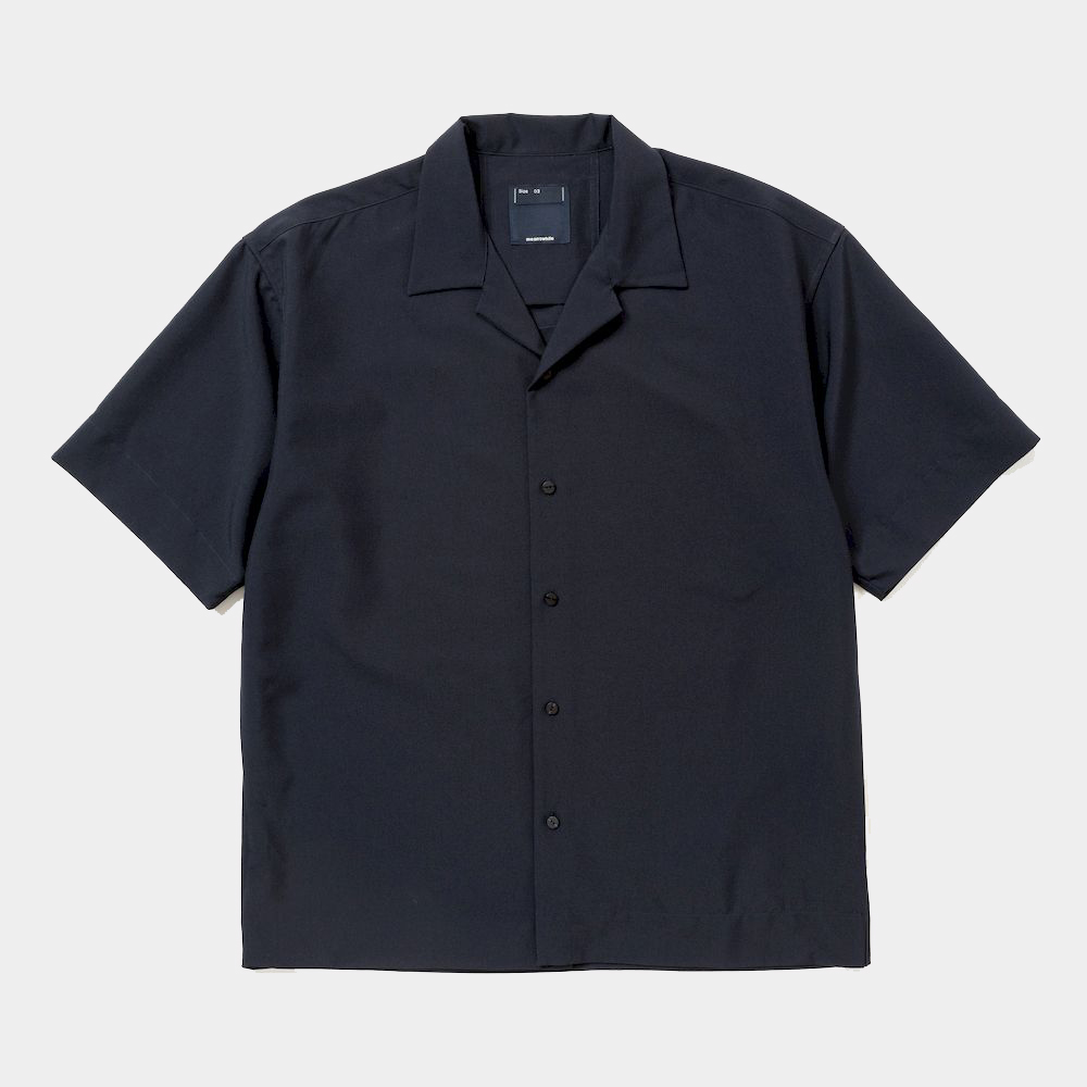 Tropical Side Slit Open Collar SH/Navy