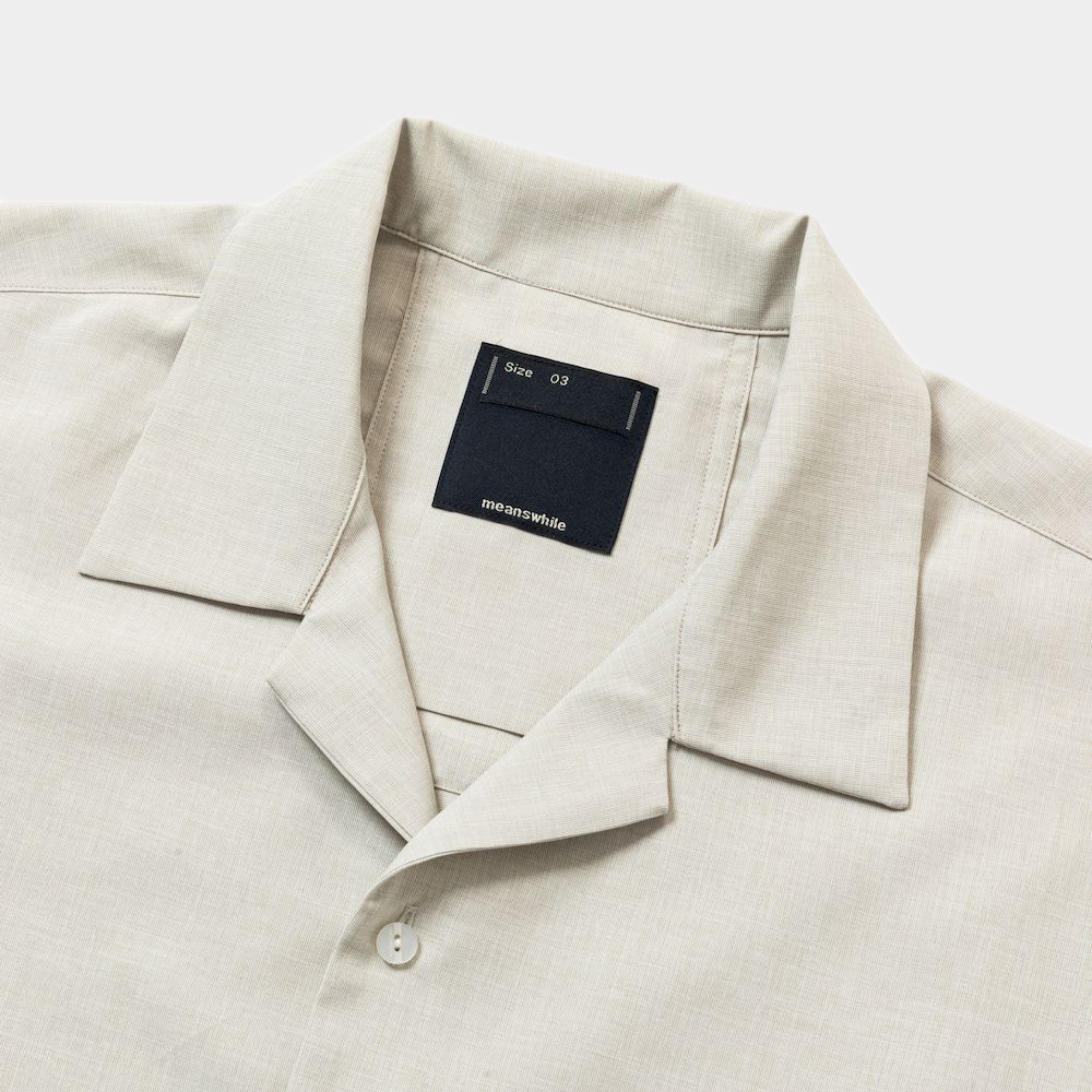 Tropical Side Slit Open Collar SH/Bone