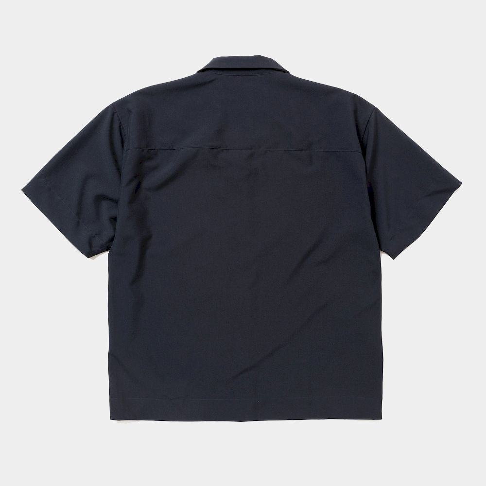 Tropical Side Slit Open Collar SH/Navy