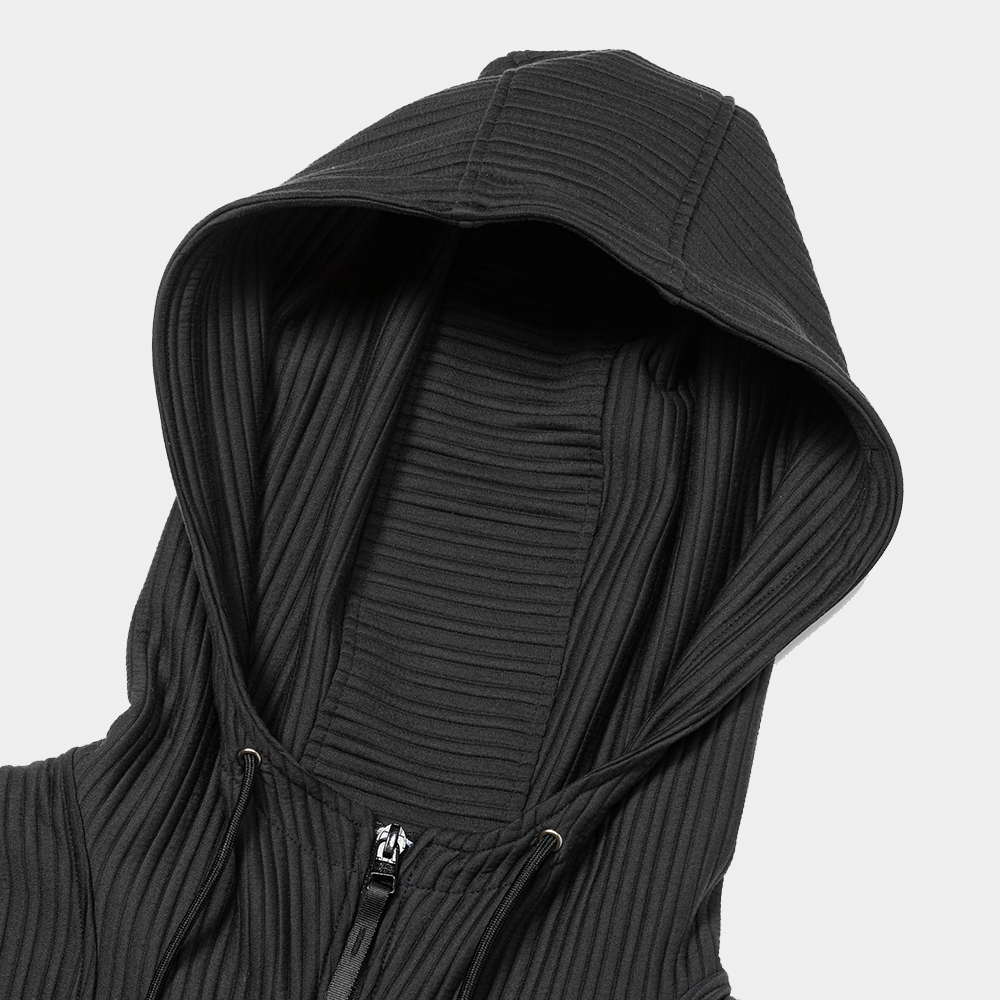 Uneven Fabric Anorak Parka/Off Black