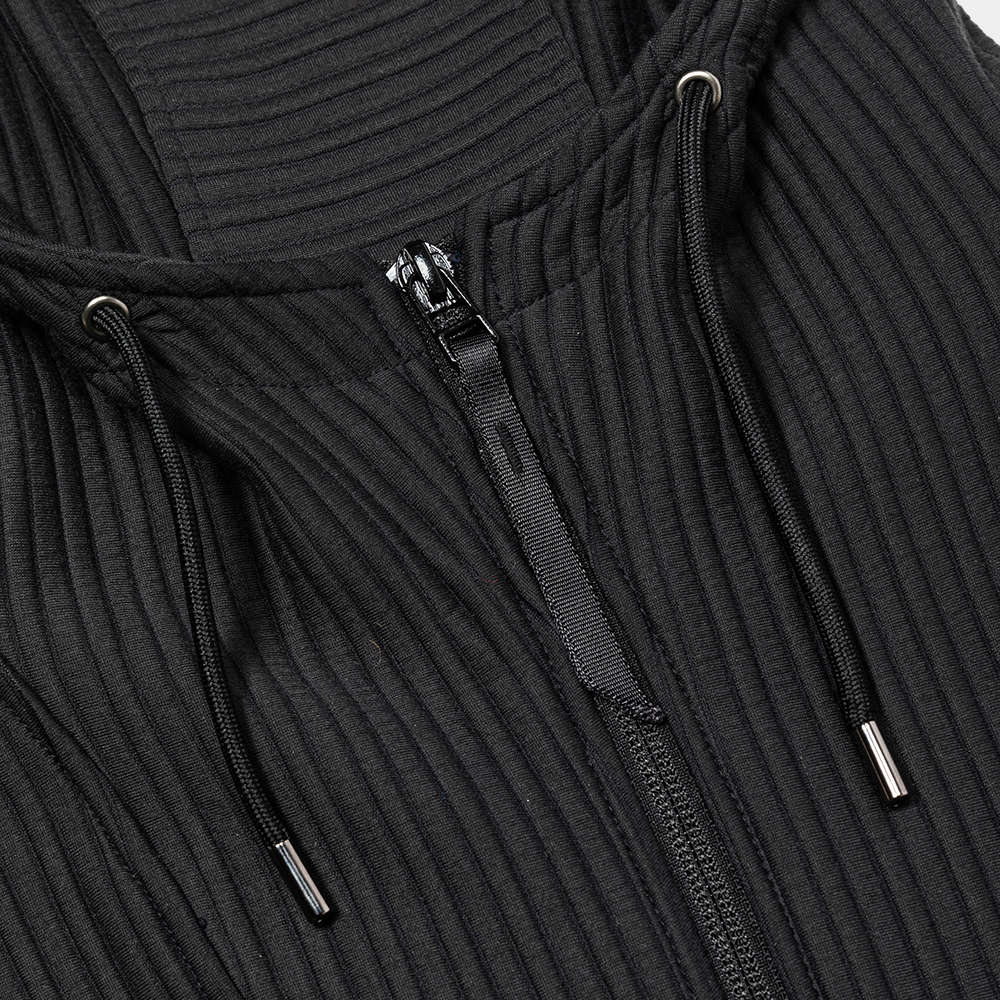 Uneven Fabric Anorak Parka/Off Black